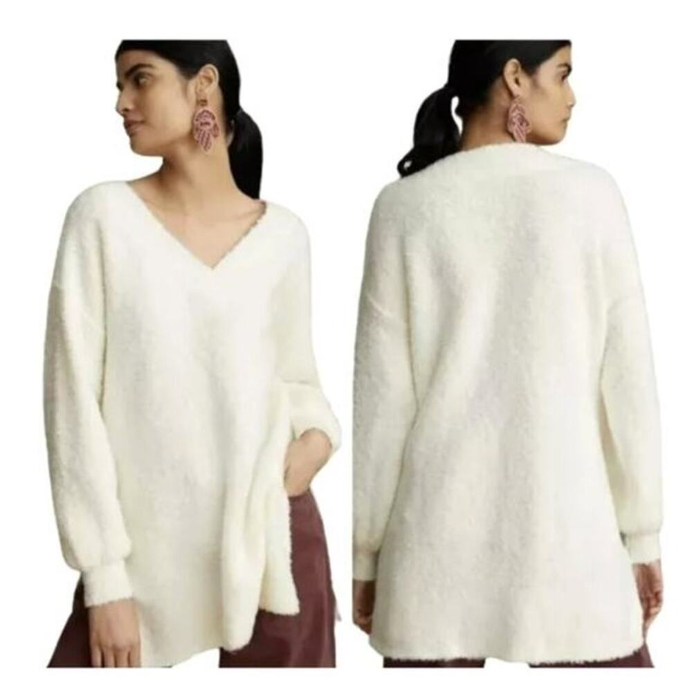 Anthropologie Pilcro Women's‎ XS Ivory V-Neck Tunic Sweater Casual